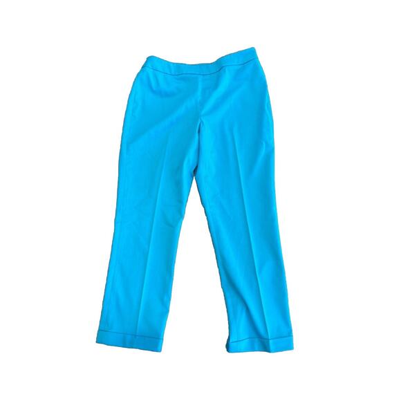 PEACE OF CLOTH Stretch Cropped Pants Turquoise Blue‎ 2 - Picture 1 of 5